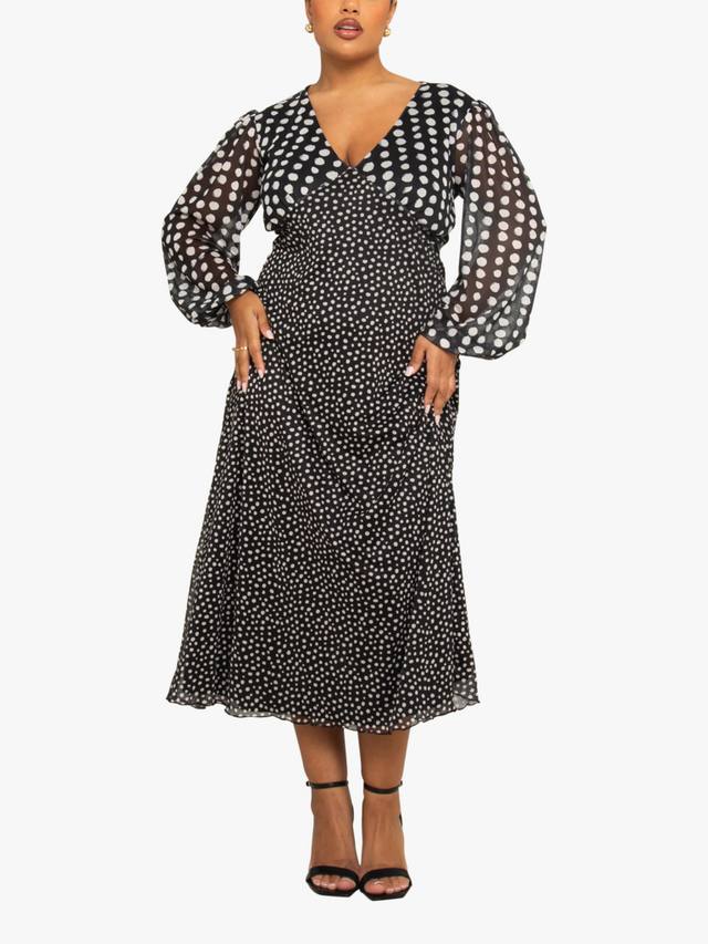 

Платье миди в горошек из сетки FASHION SZN Curve, Black