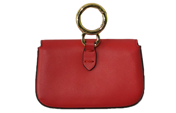 FENDI Кожаная сумочка сумка-багет Монетница Плечевая сумка Миниатюрная кроссбоди женская красная — фото 2