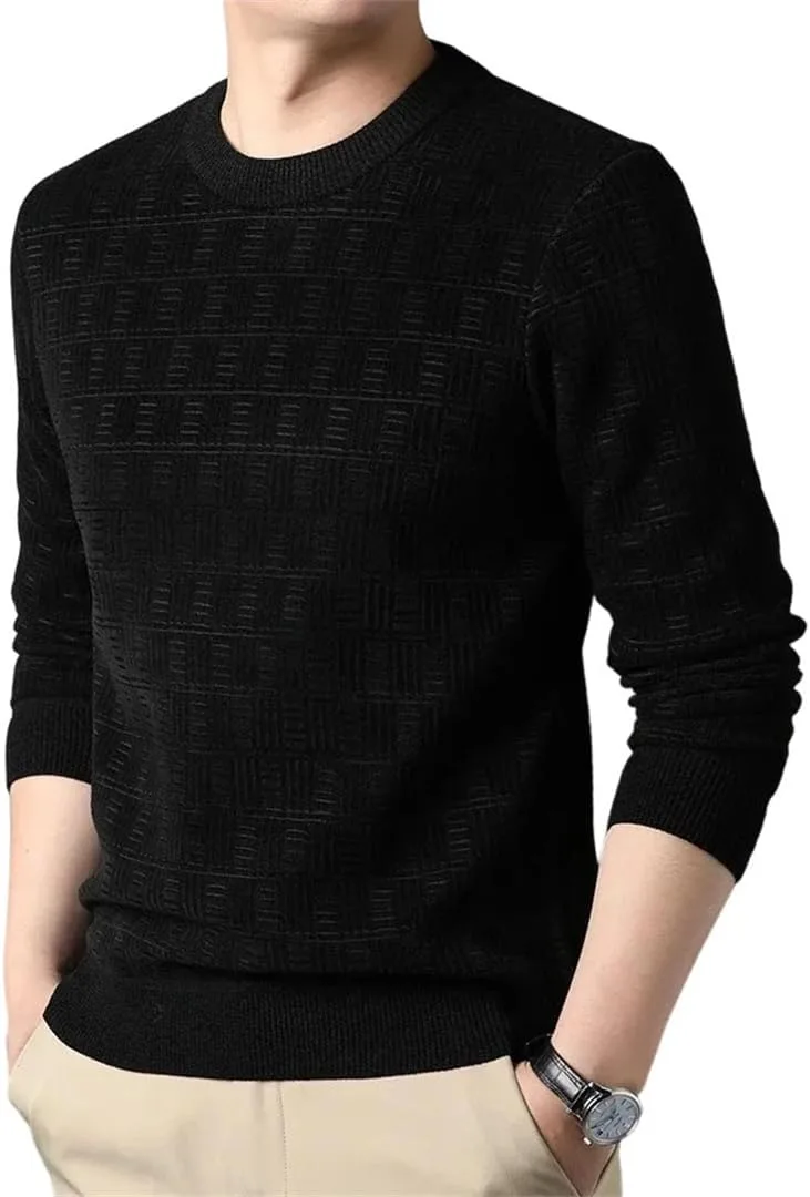 

Мужской свитер с круглым вырезом в клетку, мягкий и теплый