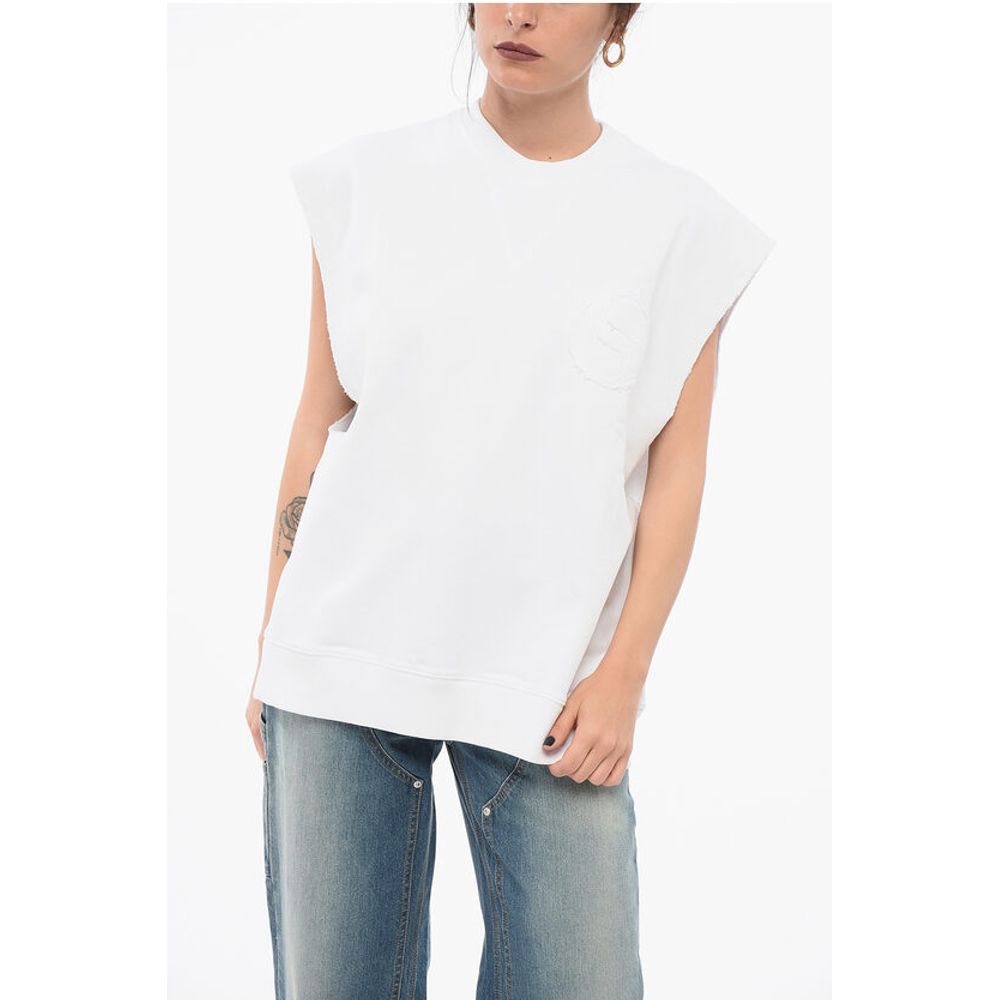 

Свитшот без рукавов из начесаного хлопка с нашивкой-логотипом Stella Mccartney, White