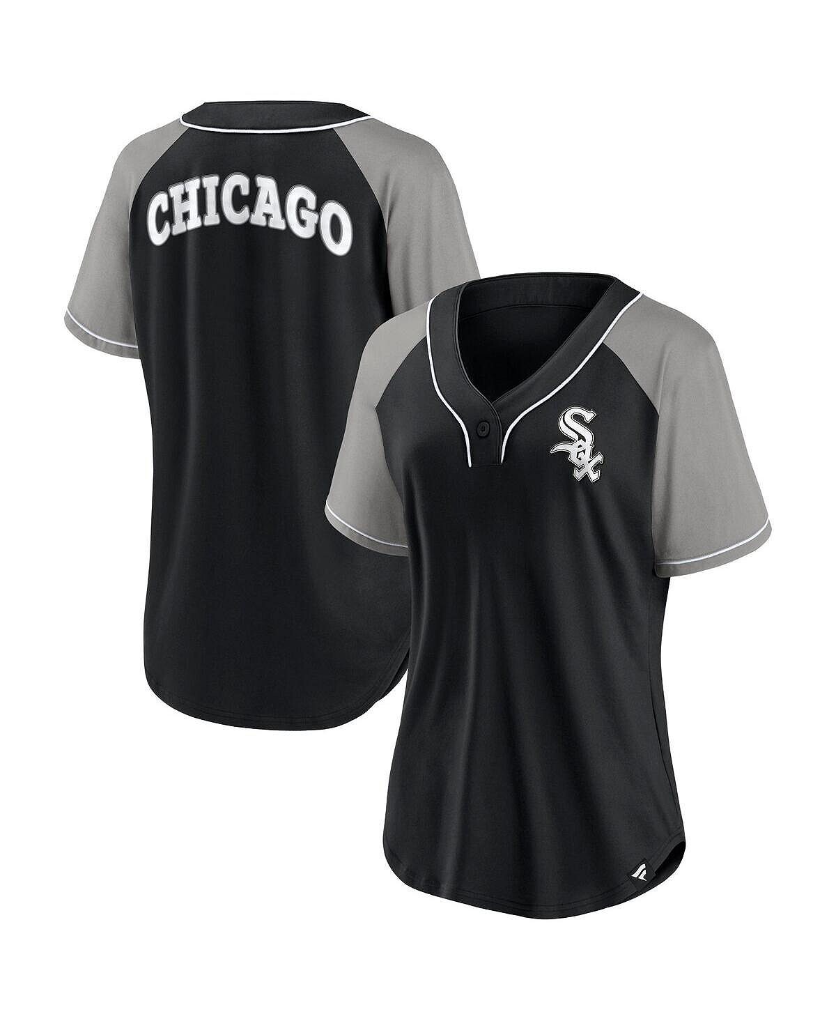 

Женская фирменная черная футболка Chicago White Sox Ultimate Style реглан с v-образным вырезом Fanatics, черный