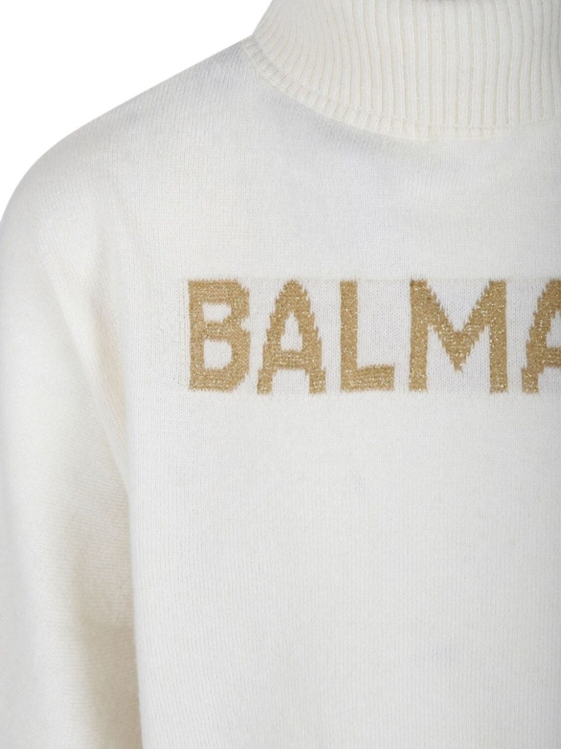 Balmain Kids джемпер с логотипом, связанный интарсией, белый — фото 3