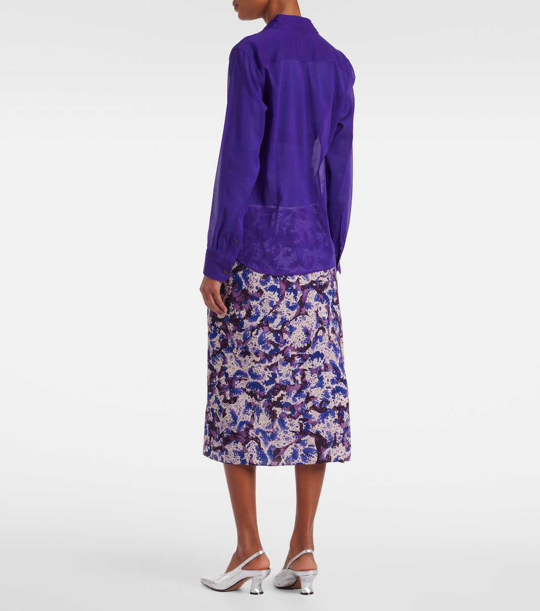 Рубашка из смесового шелка Dries Van Noten, фиолетовый — фото 3