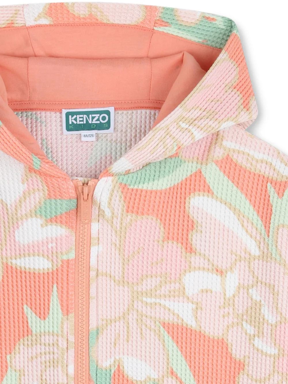 Кардиган на молнии с цветочным принтом Kenzo Kids, оранжевый — фото 3