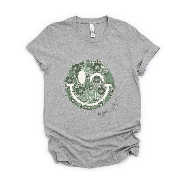 

SWSmiley зеленый футболка с принтом бабочек Simply Sage Market, Heather Grey