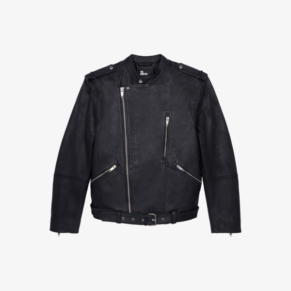 

Кожаная байкерская куртка с поясом The Kooples, черный
