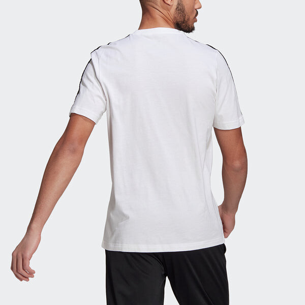 Футболка adidas M 3s Sj T Sports Training Stripe Round Neck Short Sleeve White, белый — фото 4