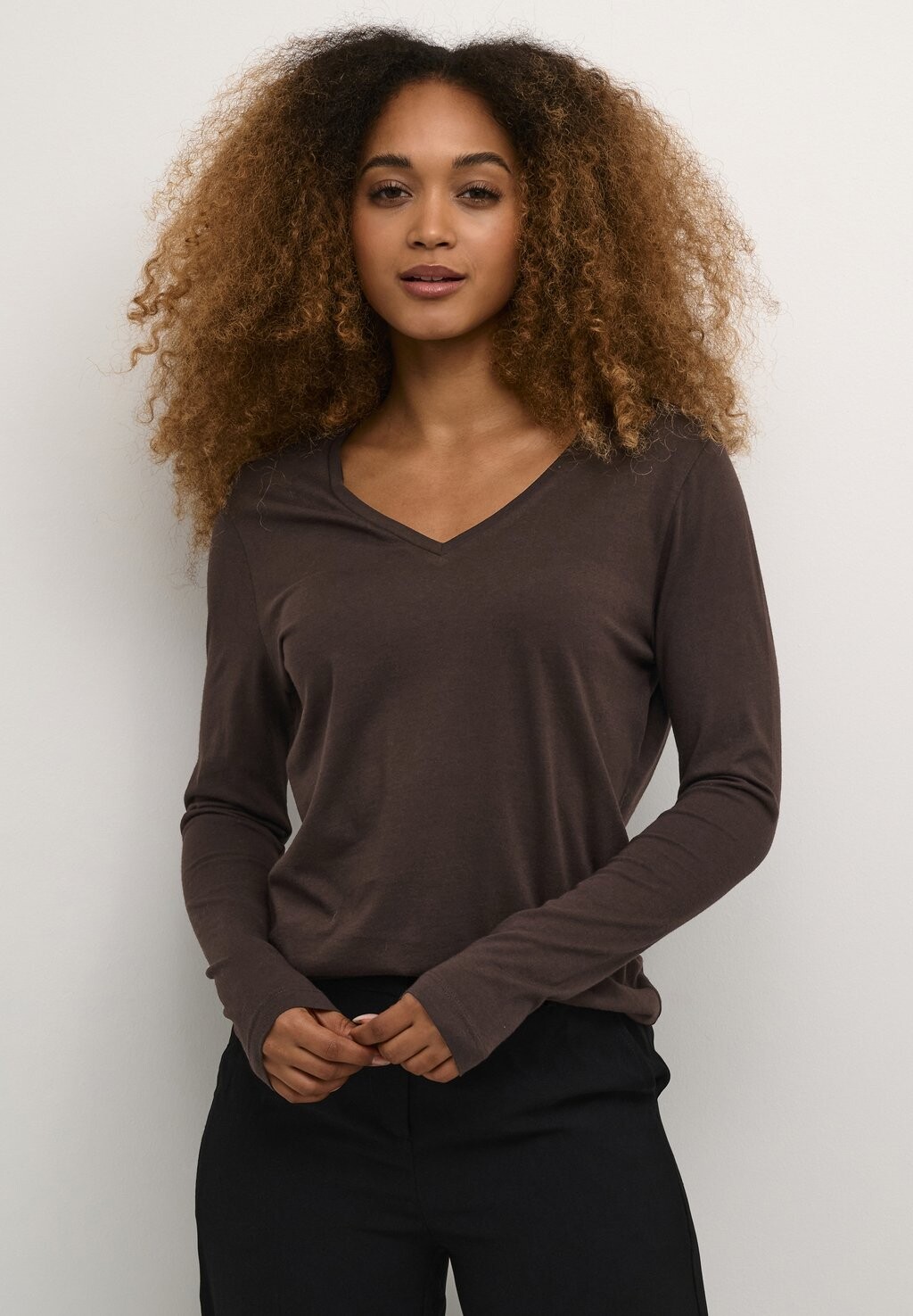 

Рубашка с длинным рукавом NAIA Cream, темно-коричневый