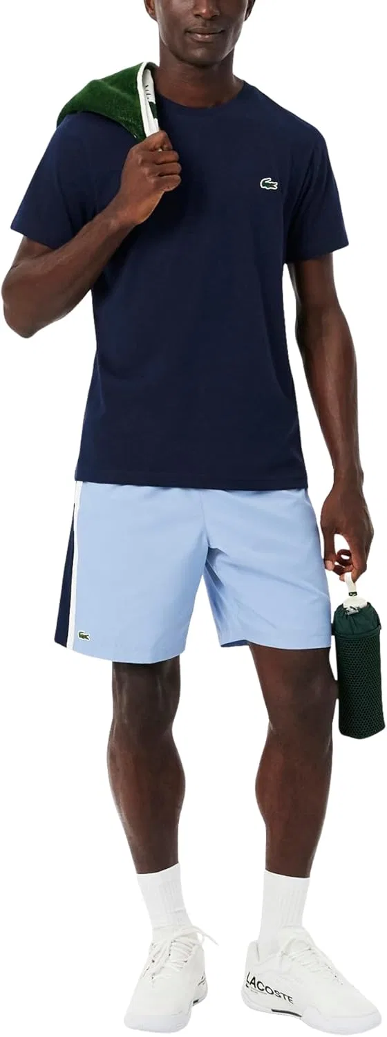 Футболка спортивная Lacoste Ultra Dry Crocodile Graphic Sport T-Shirt, с принтом, темно-синий/белый — фото 4