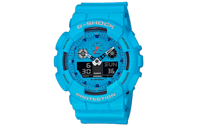 

Женские часы Casio GA-100RS-2A с жидкокристаллическим и аналоговым двойным дисплеем синего цвета