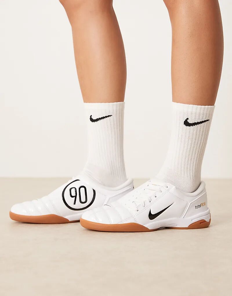 Кроссовки унисекс Nike T90 белого цвета с резиновой подошвой