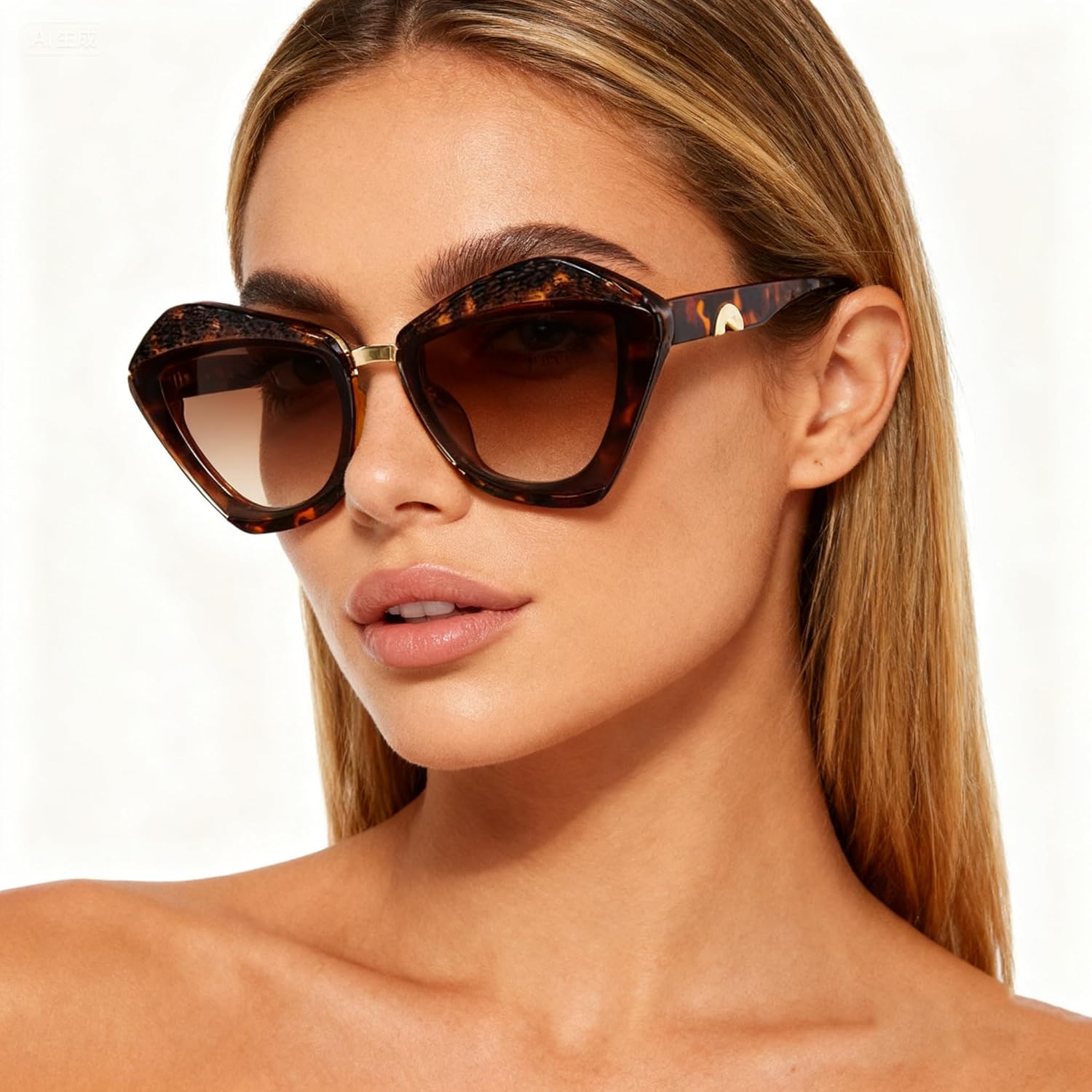 

bullabulling Модные солнцезащитные очки неправильной формы для женщин. Модные солнцезащитные очки «кошачий глаз» в стиле ретро с градиентным переходом цвета и защитой от УФ-излучения UV400, Tea