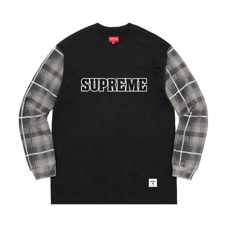 

Топ Supreme Plaid Sleeve Long-Sleeve Top, Black