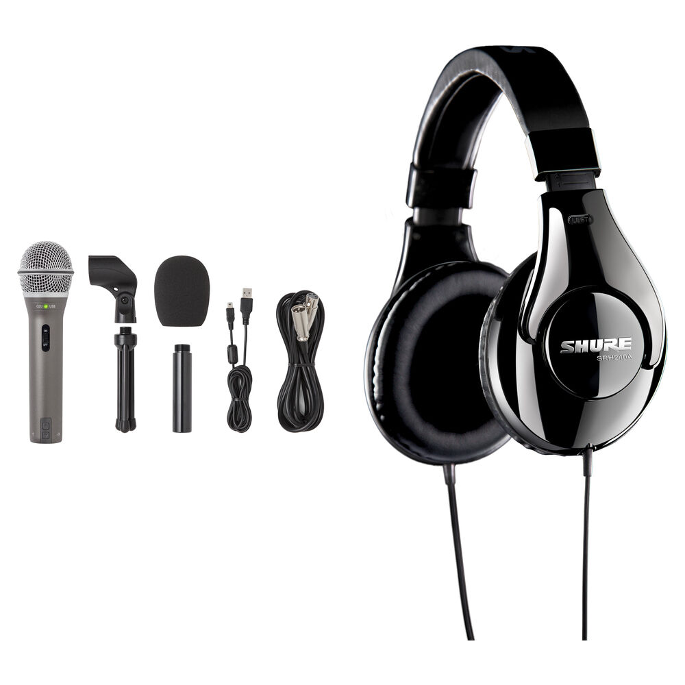 

Комплект микрофона Samson Q2U Dynamic USB/XLR для записи и подкастинга с наушниками (серый микрофон)