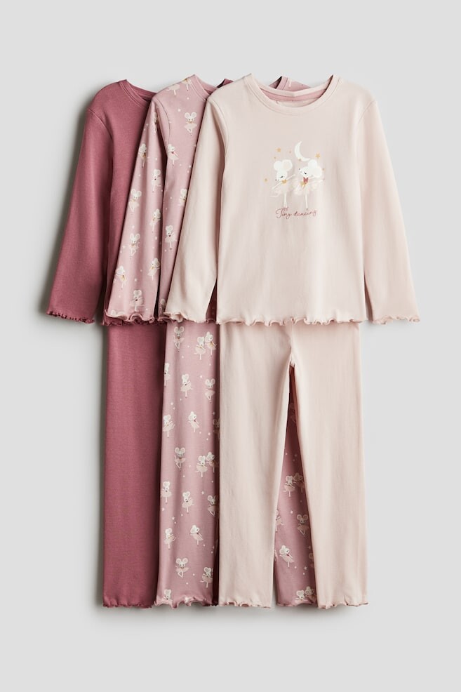 

Комплект из 3 хлопковых пижам H&M, розовый
