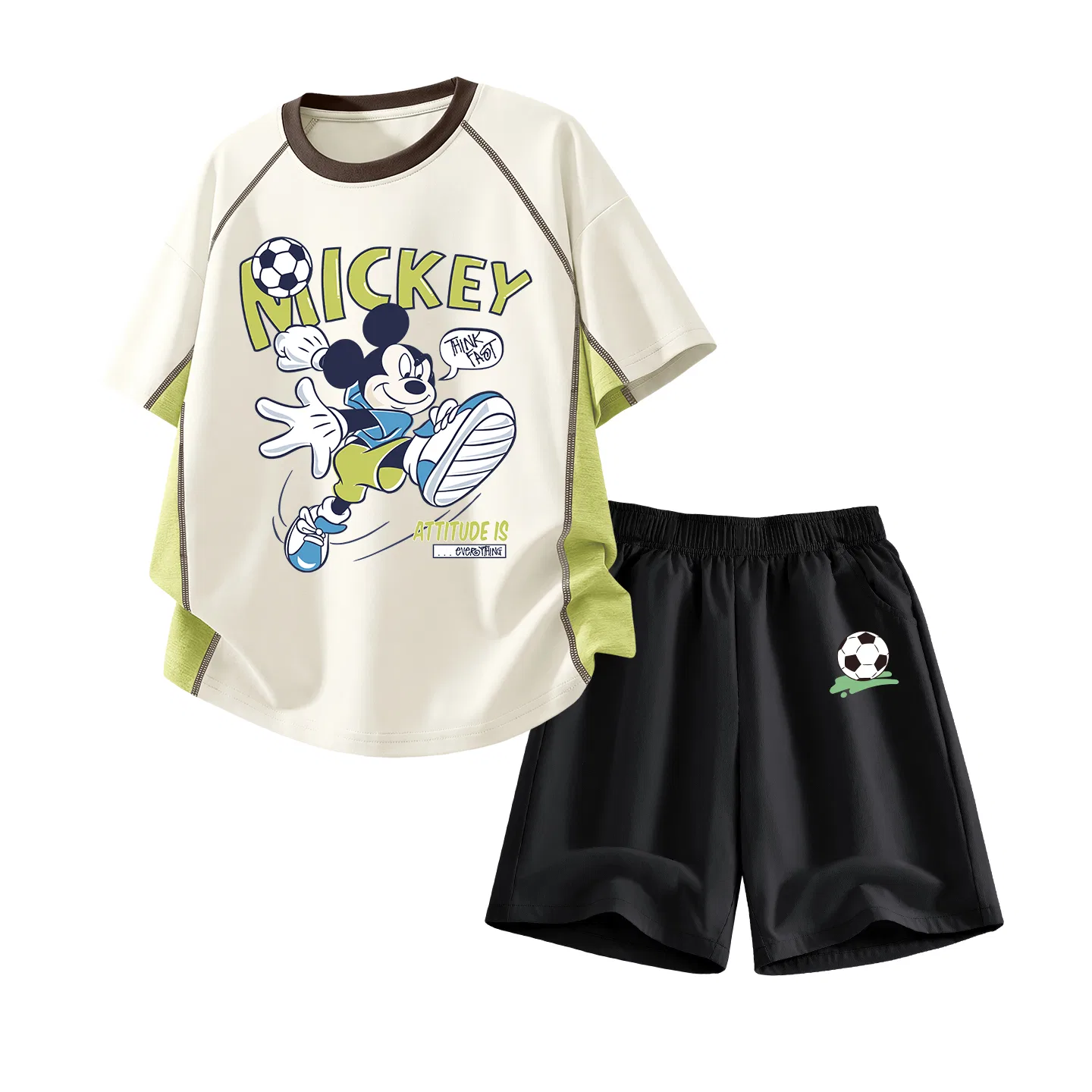 Спортивный костюм Disney для детей, футболка и шорты, белый и черный