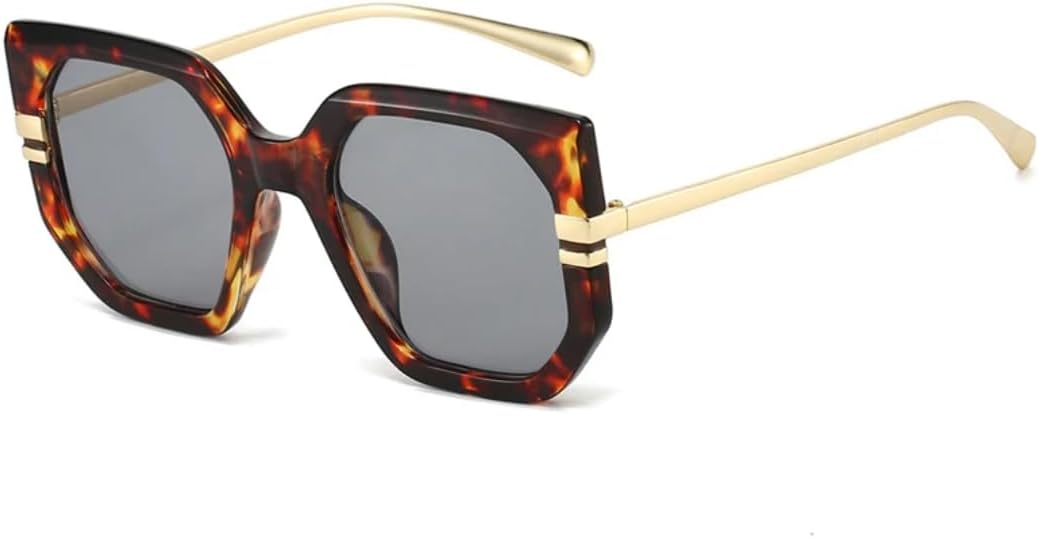 

Солнцезащитные очки Polygon для женщин, солнцезащитные очки UV400 в стиле ретро, ​​прозрачные линзы с градиентом Ocean, для мужчин, модный леопардовый принт HHZZYVY, Leopard Light Gray