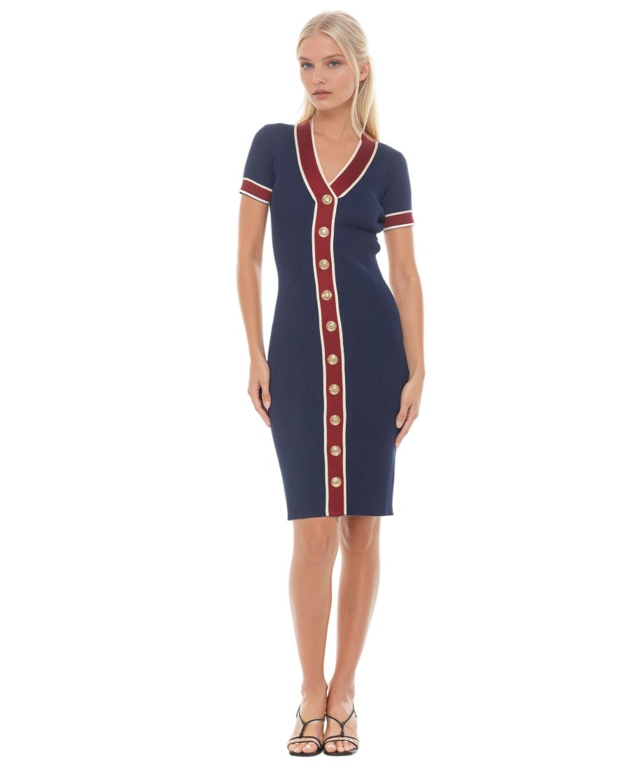 

Женское трикотажное платье Otto с V-образным вырезом и ребристой текстурой Alexia Admor, Navy