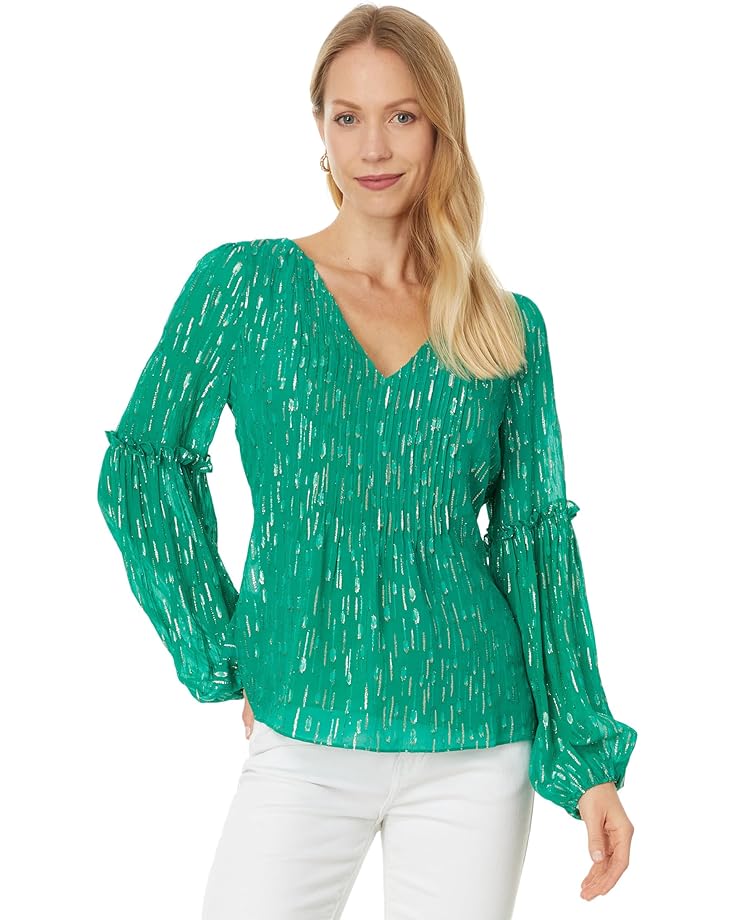 

Топ Lilly Pulitzer Cleme Long Sleeve Top, цвет Fiddle Leaf Green Mystical Viscose Metallic Clip