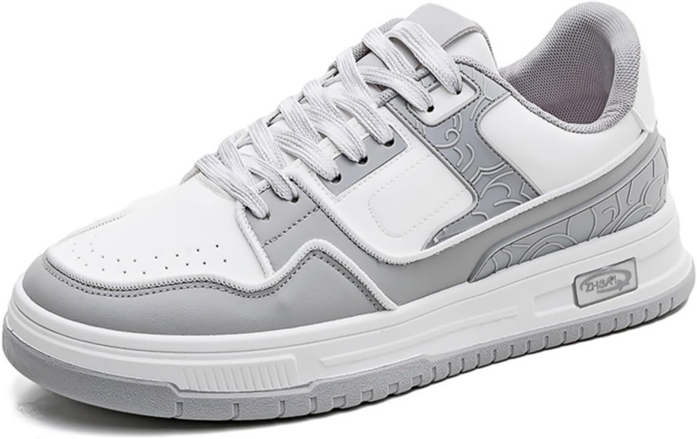 

Мужские модные кожаные кроссовки Boaobaihuo на платформе с шнуровкой, низкие, с нескользящей подошвой, с круглым носком, повседневные массивные спортивные туфли для зала, спорта, тенниса, бега и ходьбы, серый