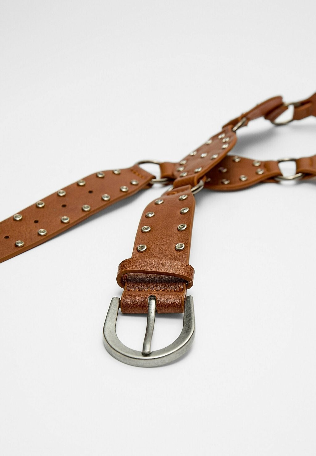 

Пояс WITH RHINESTONES AND STUDS Stradivarius, коричневый