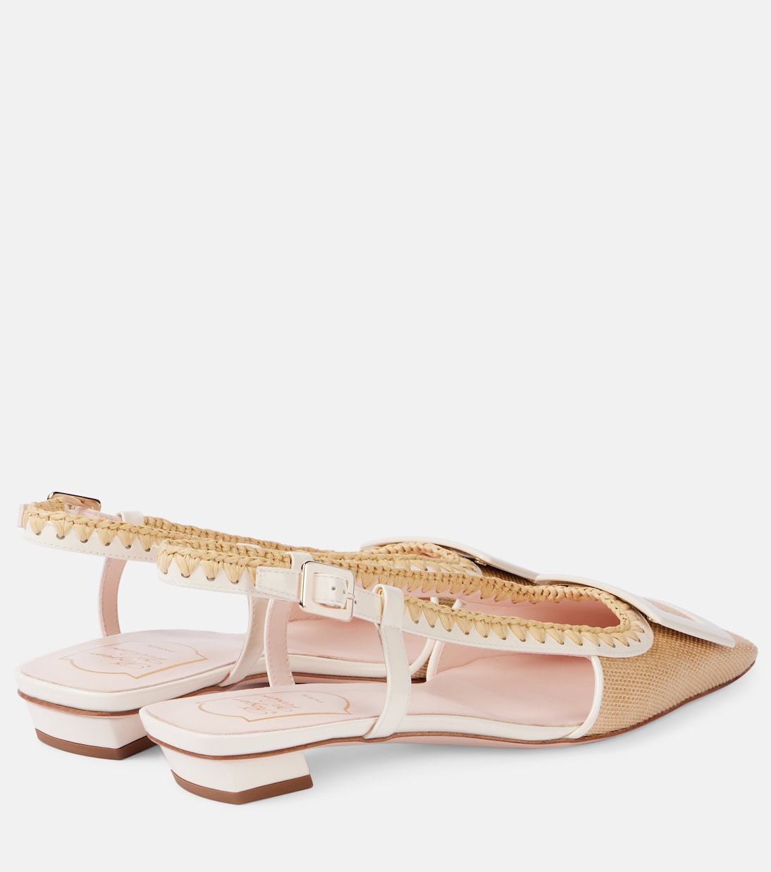 Балетки Belle Vivier на ремешке из ткани Roger Vivier, C013(Crema Chiaro)+C019(Cire) — фото 2