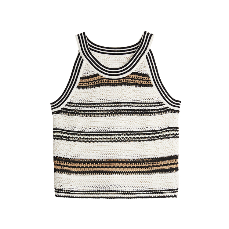 

ELLE Тонкий вязаный свитер с полосками и круглым вырезом для женщин