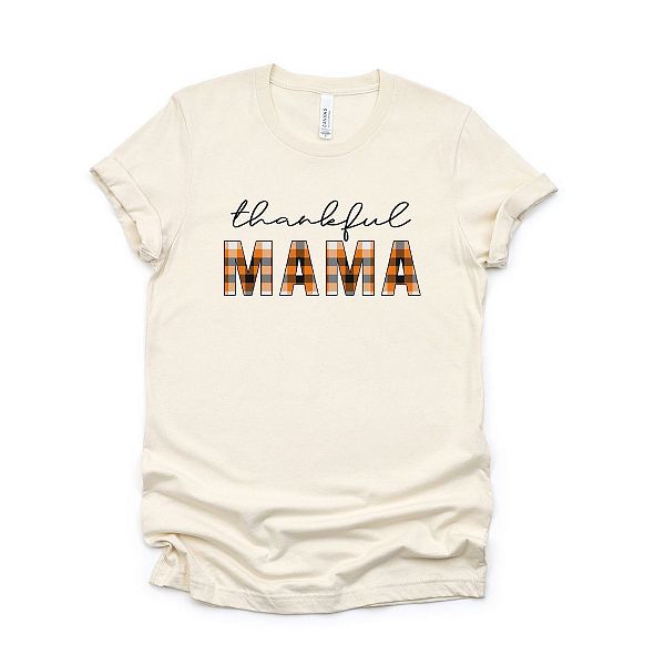 

Футболка с принтом Thankful Mama в клетку с коротким рукавом Simply Sage Market, Cream