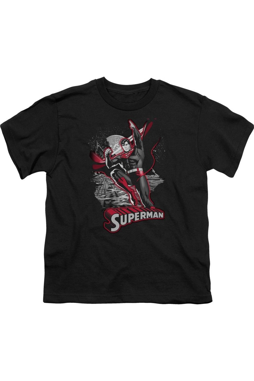 

Футболка с коротким рукавом для детей "Лига справедливости Америки" Супермен в красно-сером Gildan