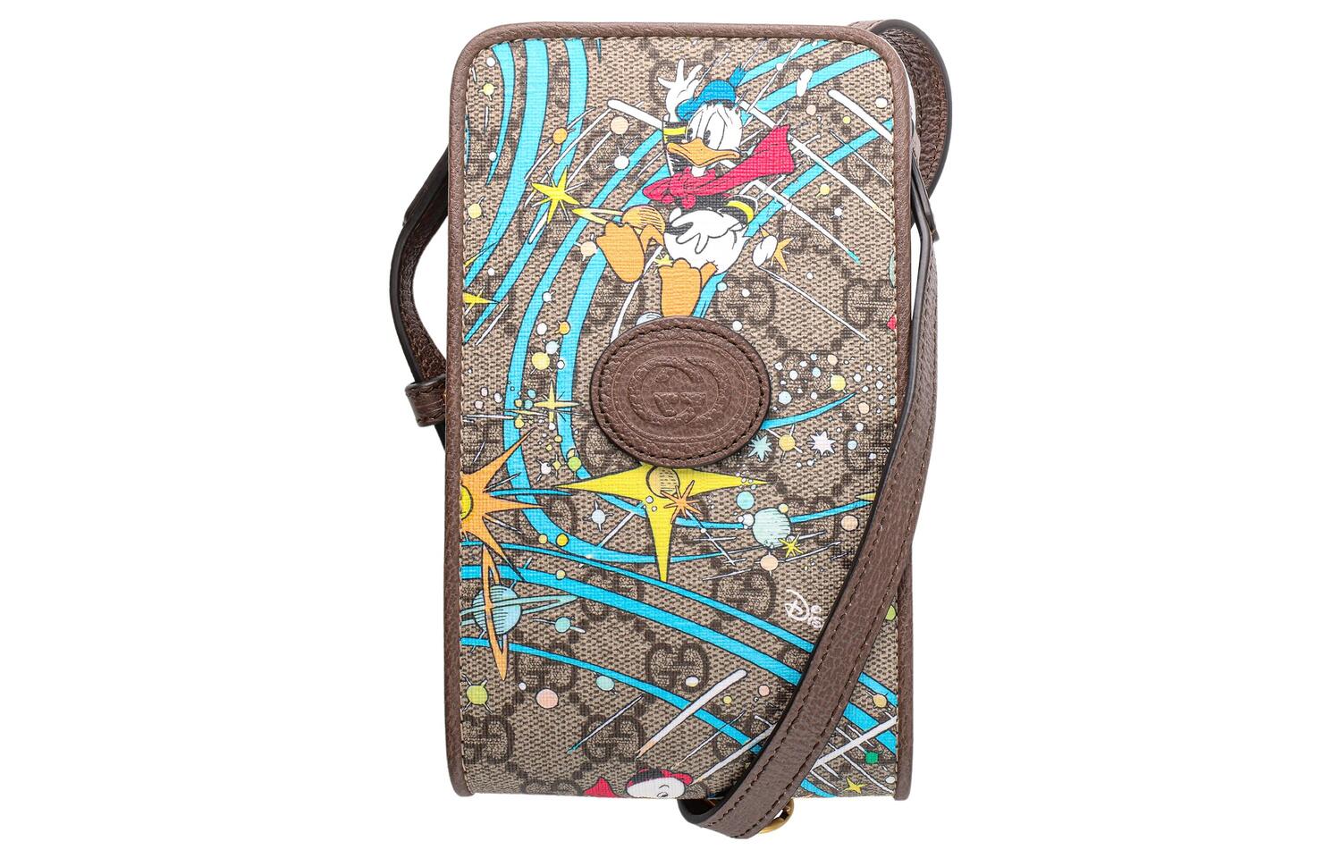 

GUCCI Холщовая сумка через плечо с кожаной отделкой на одно плечо унисекс черная