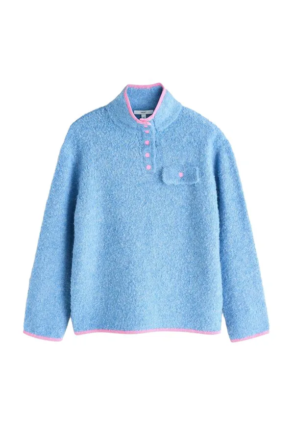 Джемпер стандартного кроя с воротником-стойкой и карманом Next, Light Blue/Pink Tipped