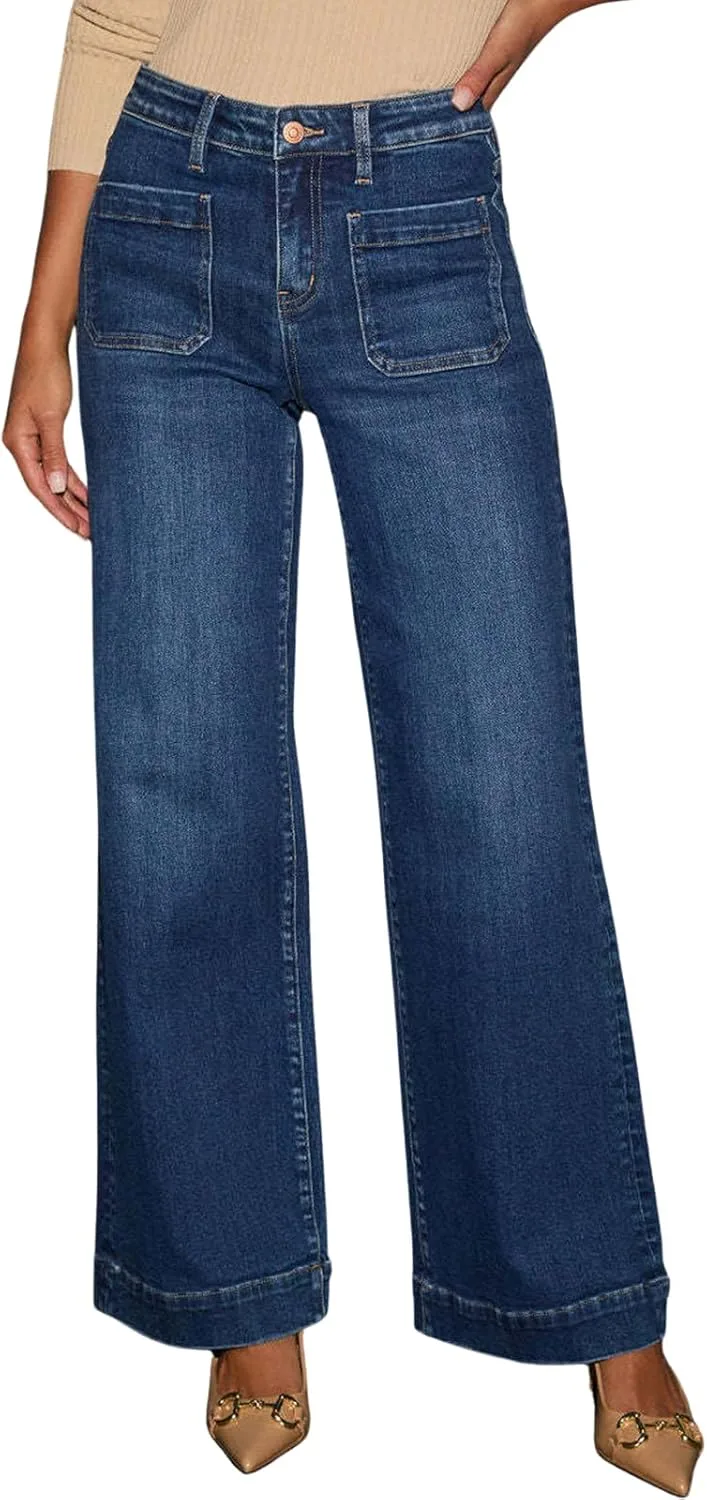 

Женские джинсы с высокой талией и широкими штанинами Leyoutx