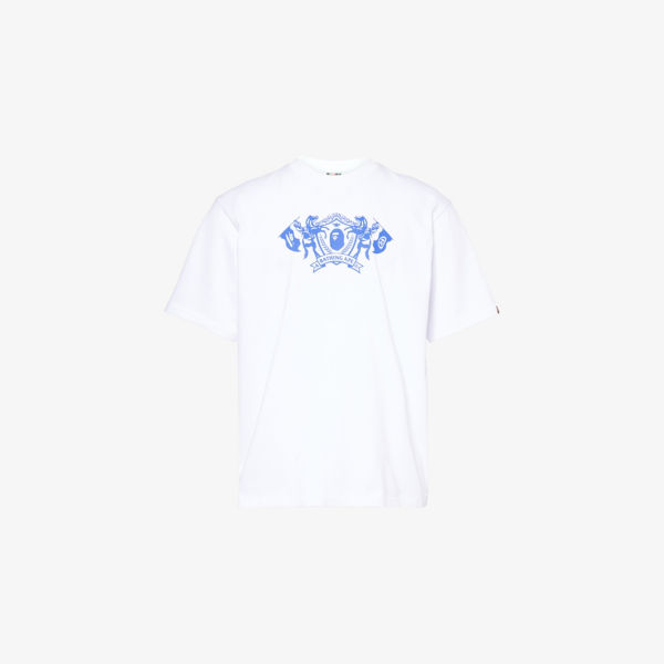 

Футболка из хлопка с принтом логотипа колледжа A Bathing Ape, белый