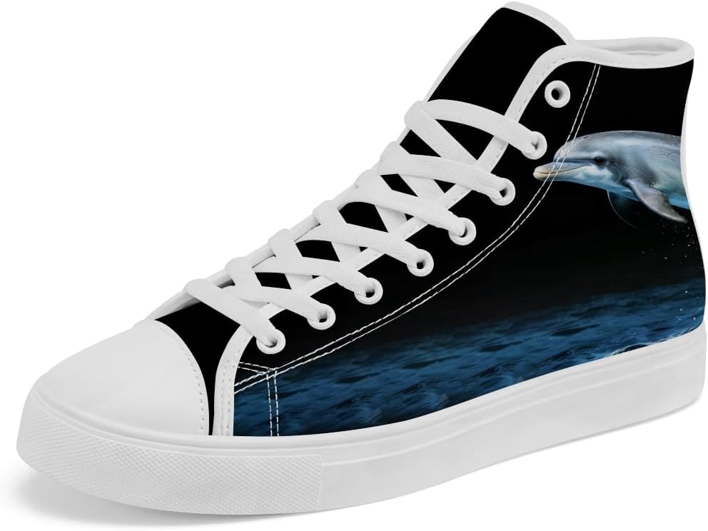 

Кеды Dolphin на высокой подошве из канваса, высокие кроссовки, обувь на шнуровке для мужчин и женщин Chebing, черный/синий