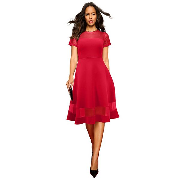 

Женское платье plus size с иллюзией вставки Roaman'S, Vivid Red