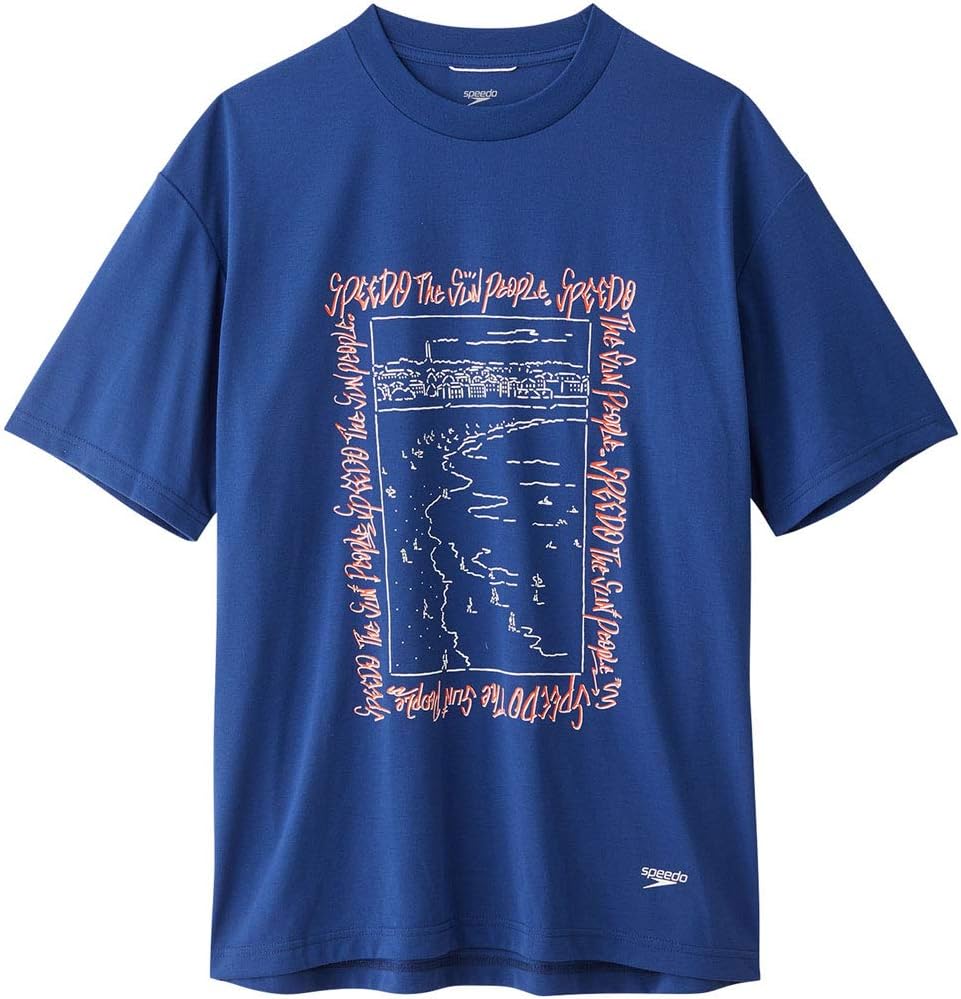

Мужская футболка Speedo с коротким рукавом и монохромным графическим принтом, SA32027, для бассейна, плавания и повседневной носки, белый/темно-синий