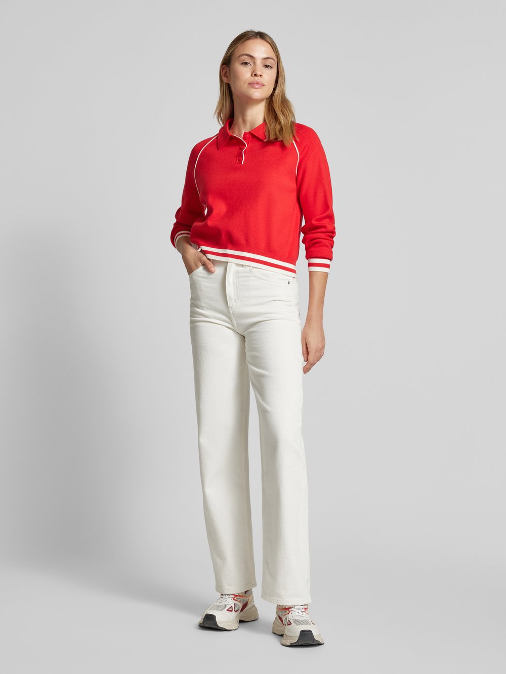 

Вязаный свитер с отложным воротником модель 'LOTINA' Mango, красный