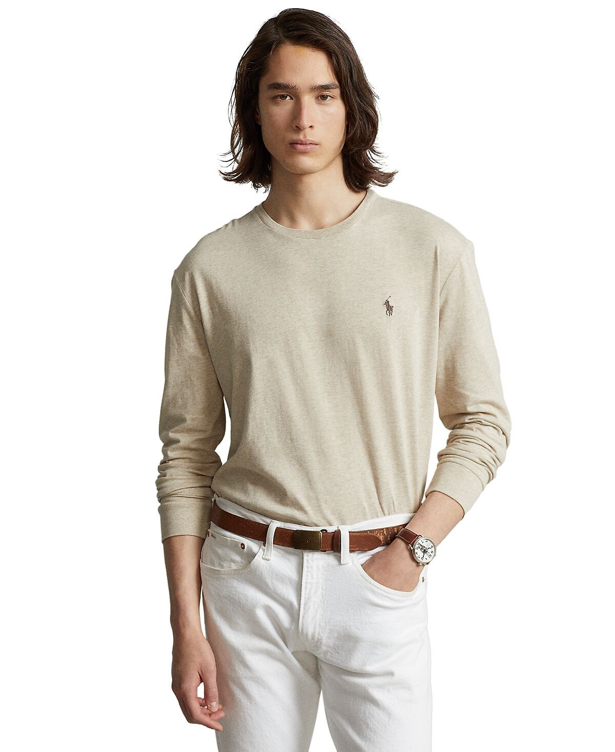 

Мужская трикотажная футболка классического кроя с длинными рукавами Polo Ralph Lauren