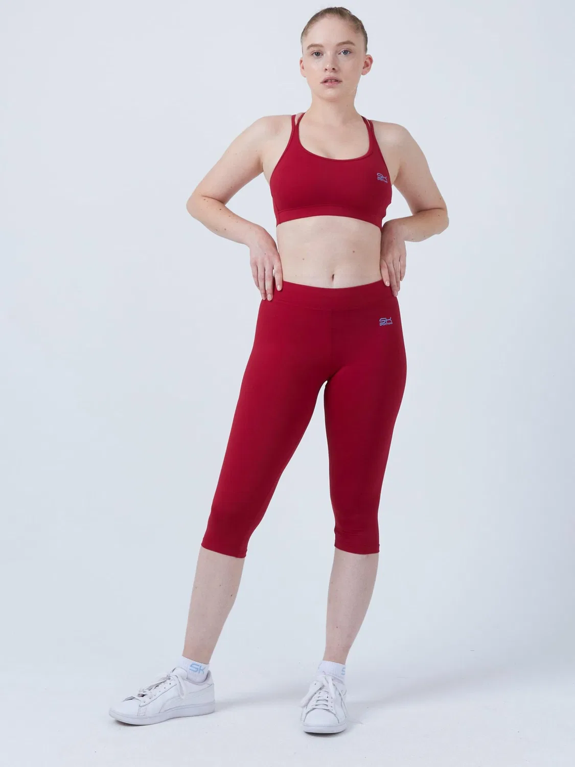 Узкие леггинсы Sportkind 3/4 Sport Leggings в бордовом цвете