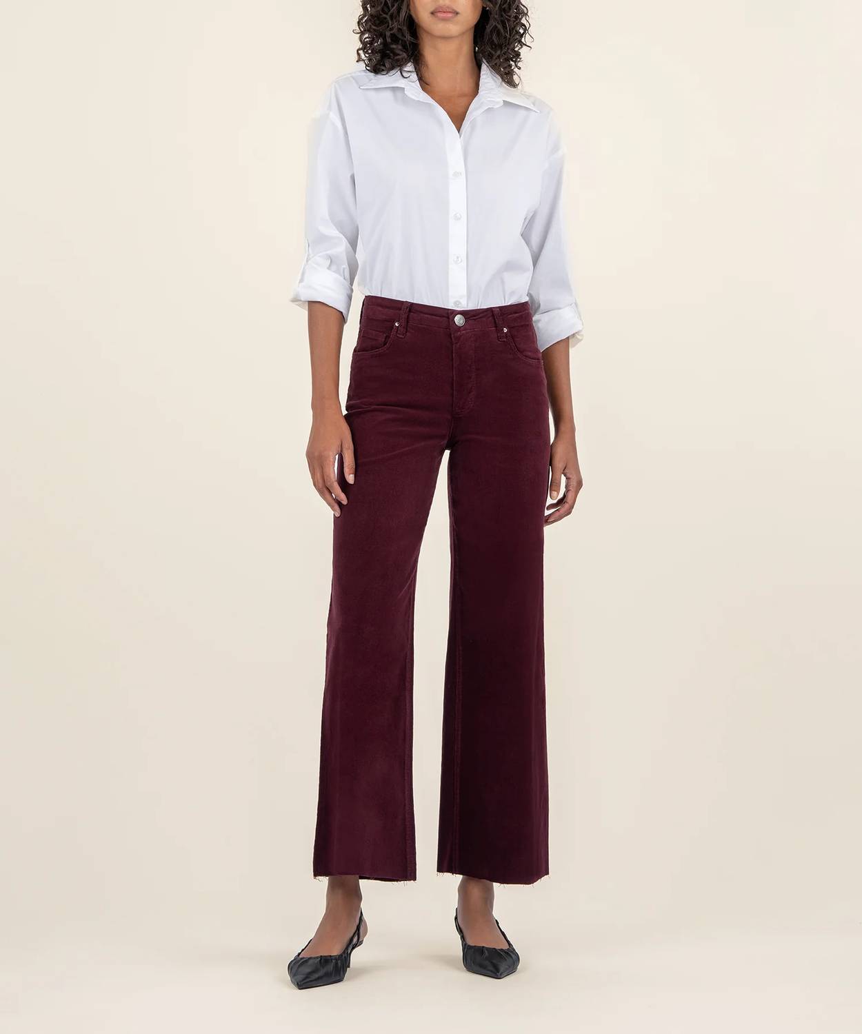 

Джинсы Meg High Rise Mini Cord темно-сливового цвета KUT FROM THE KLOTH, цвет dark plum