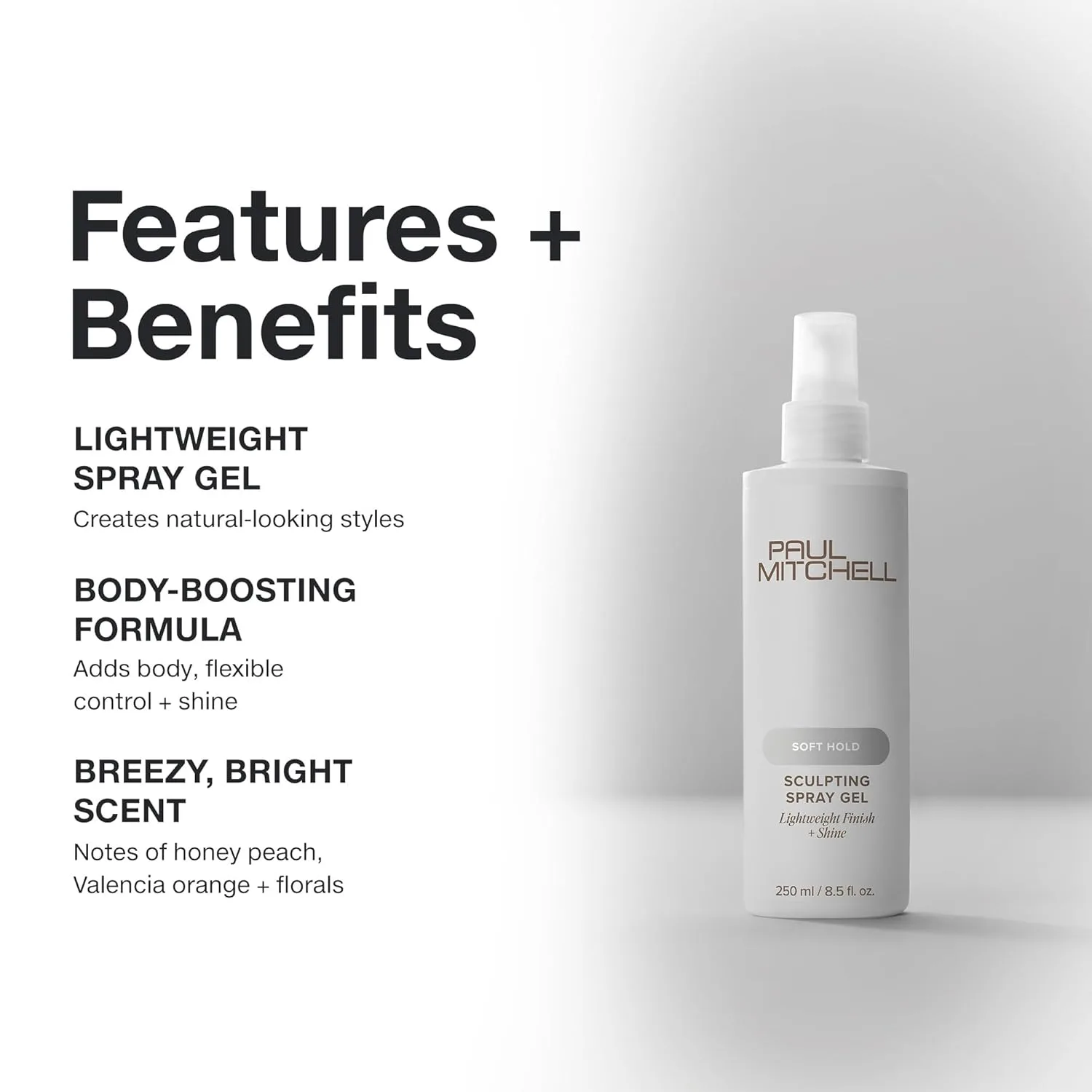 Спрей-гель для моделирования волос Paul Mitchell Soft Sculpting Spray Gel, естественная фиксация, мягкое покрытие, подходит для всех типов волос. 1000 мл (1 шт.), orange — фото 3