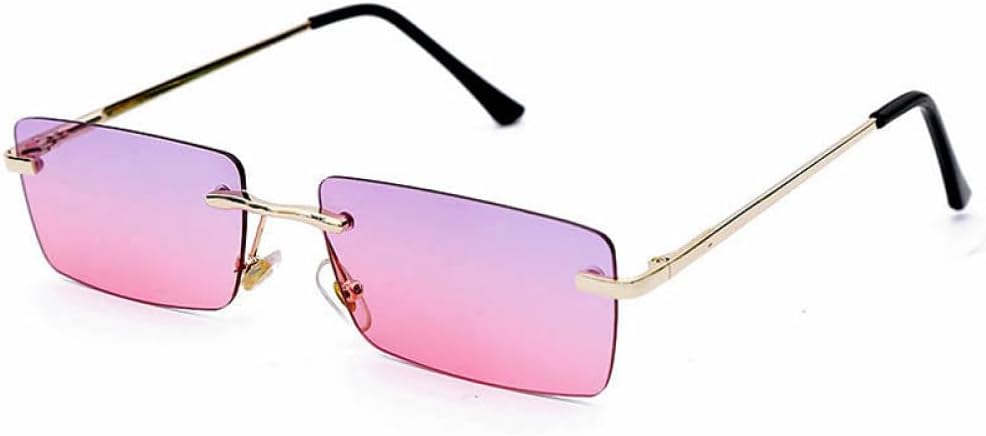 

Женские солнцезащитные очки без оправы, модные прямоугольные очки желто-оранжевого цвета, женские и мужские очки с защитой от УФ-излучения UV400 WNCKSQ, Gold-purple-pink