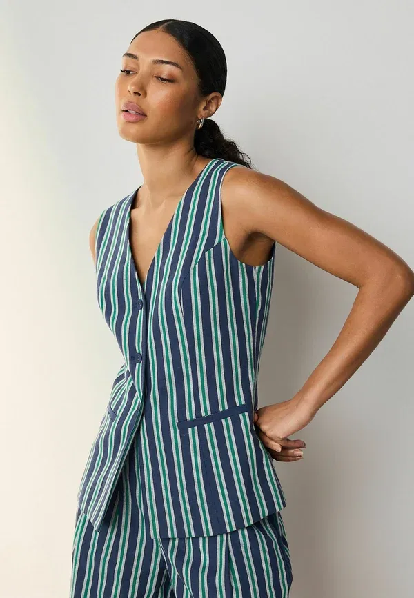 Жилет Next, navy blue green stripe, темно-сине-зеленый в полоску