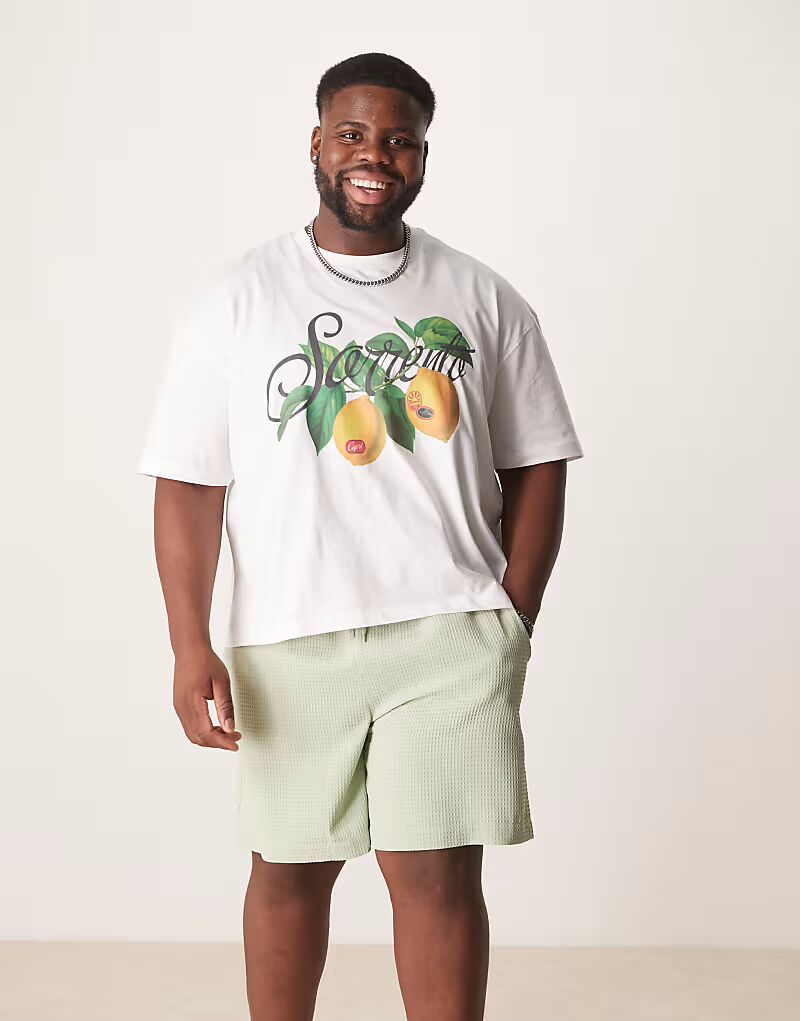 

Шорты средней длины ASOS DESIGN вафельного цвета зеленого цвета