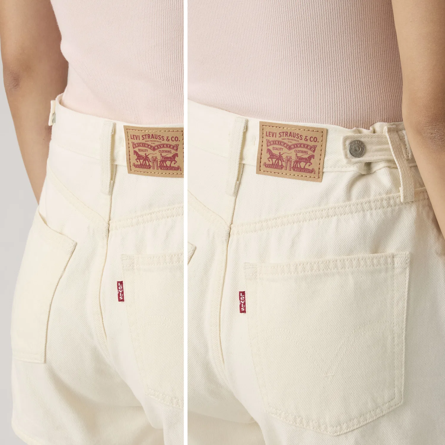 Легкие женские шорты средней длины с затяжкой Levi's, White — фото 3