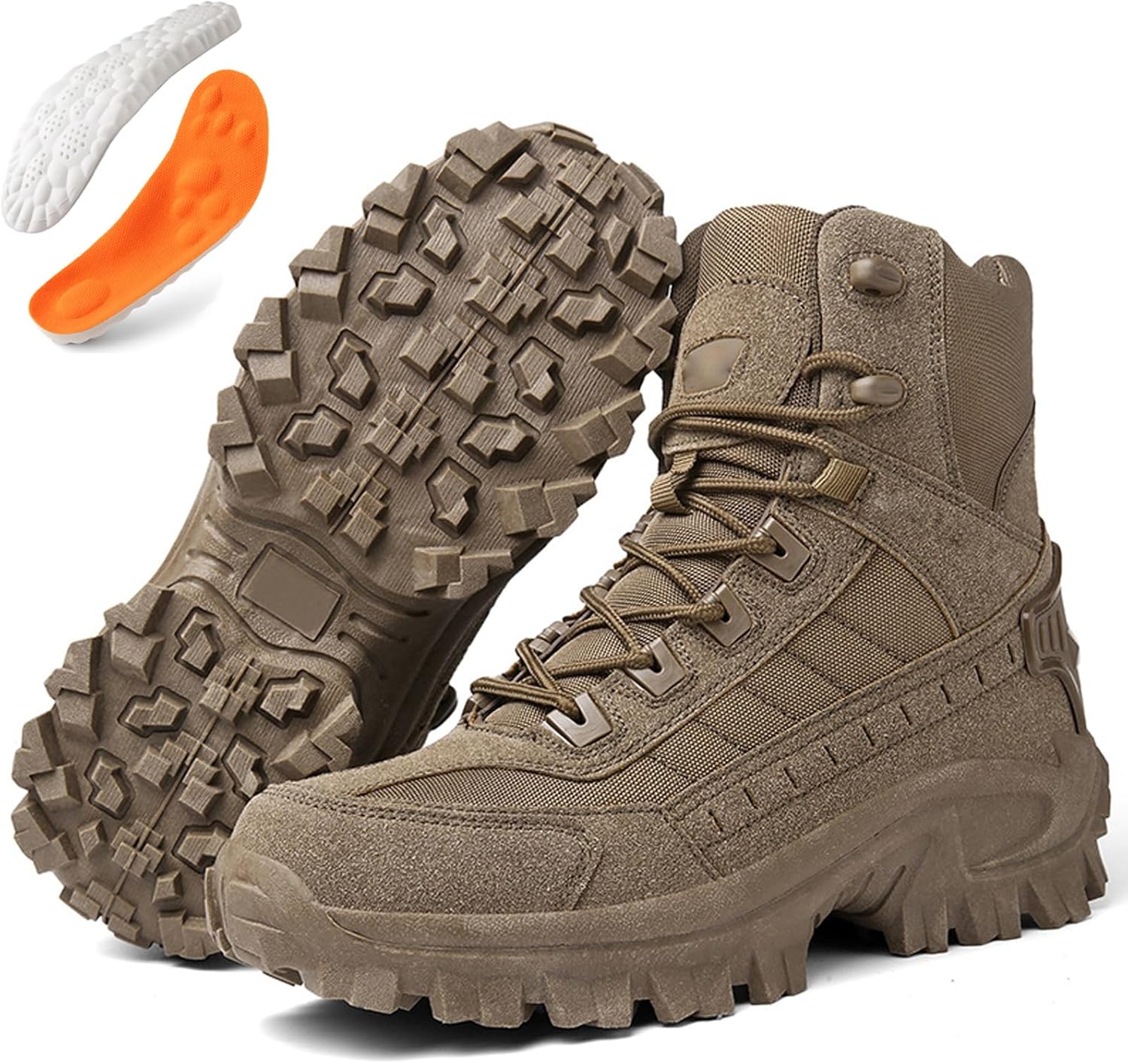 

Мужские водонепроницаемые байкерские ботинки с боковой молнией, мужские боевые ботинки, трекинговые ботинки с ортопедической поддержкой, водонепроницаемые защитные ботинки Kangerse, коричневый