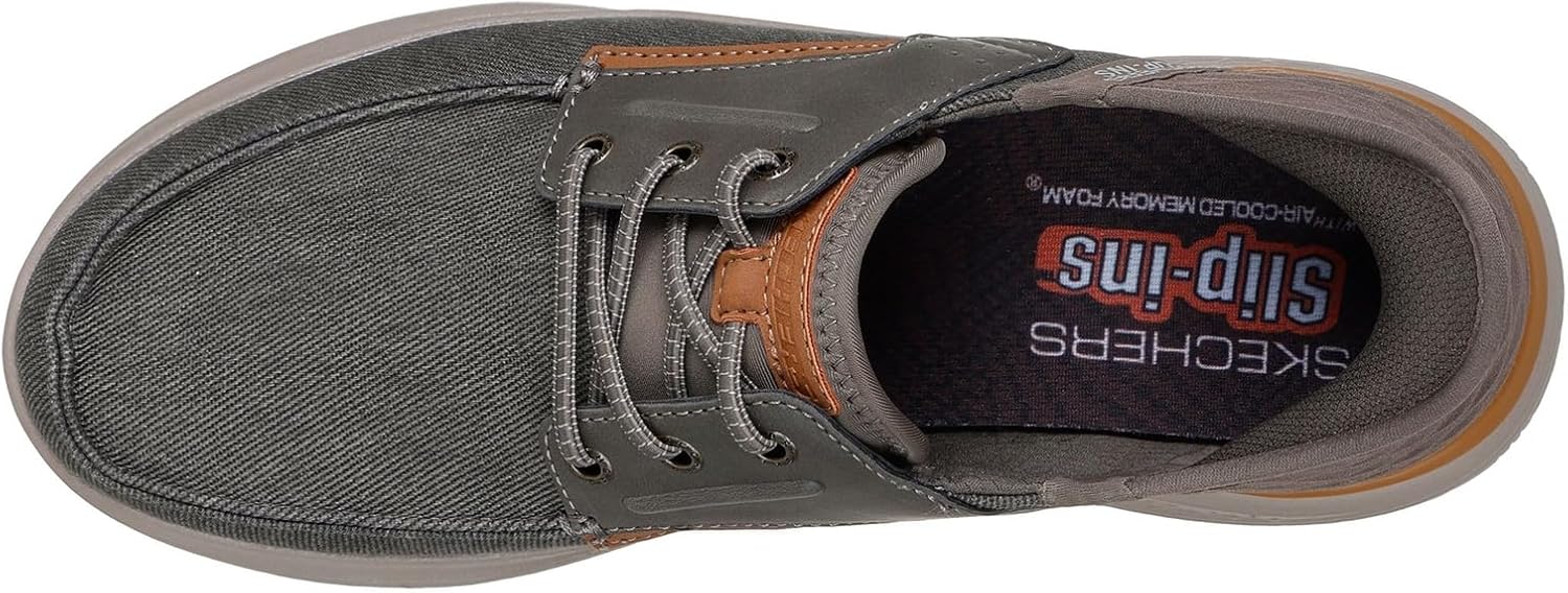 Мужские слипоны Skechers RF: Hasting - Niko с отделкой Moc Toe на шнуровке-банджи, коричневый — фото 2
