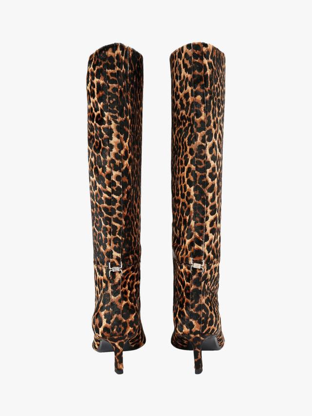 Stark Leopard Print Kitten Heel кожаные ботинки до колена KG Kurt Geiger, Brown/Multi — фото 4