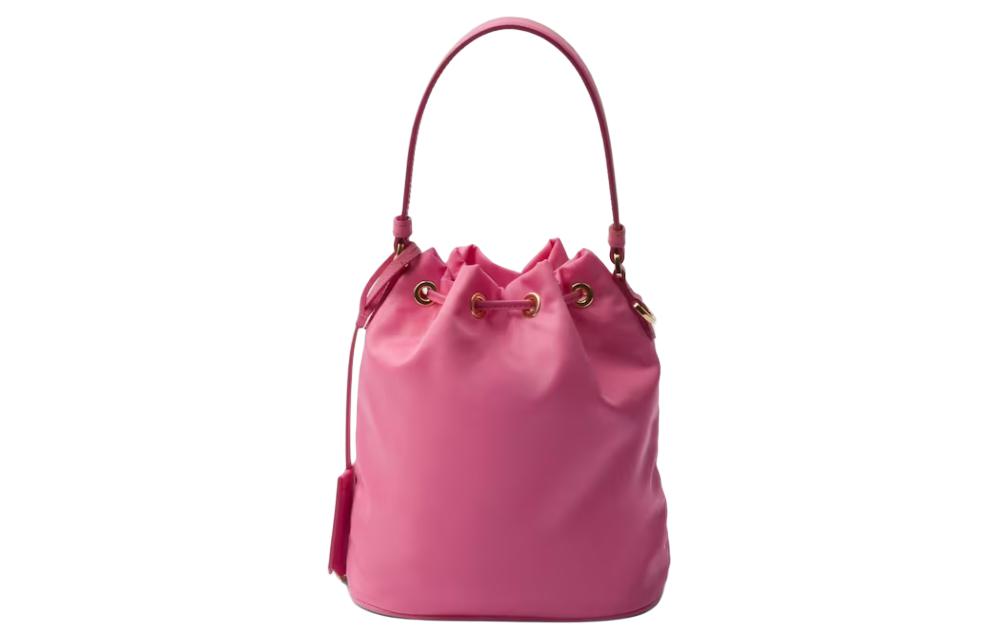 PRADA Re Edition Re Nylon Fabric With Leather Сумка-ведро, Сумка через плечо, Кроссбоди, Мини-сумка для женщин Begonia Pink — фото 3