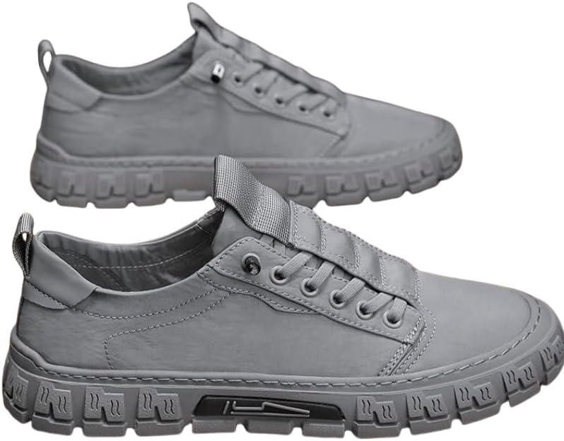 

Мужские дышащие повседневные скейтерские кроссовки на шнуровке с парусиновой подошвой- идеально подходят для отдыха на природе и повседневной носки Hoalox, серый